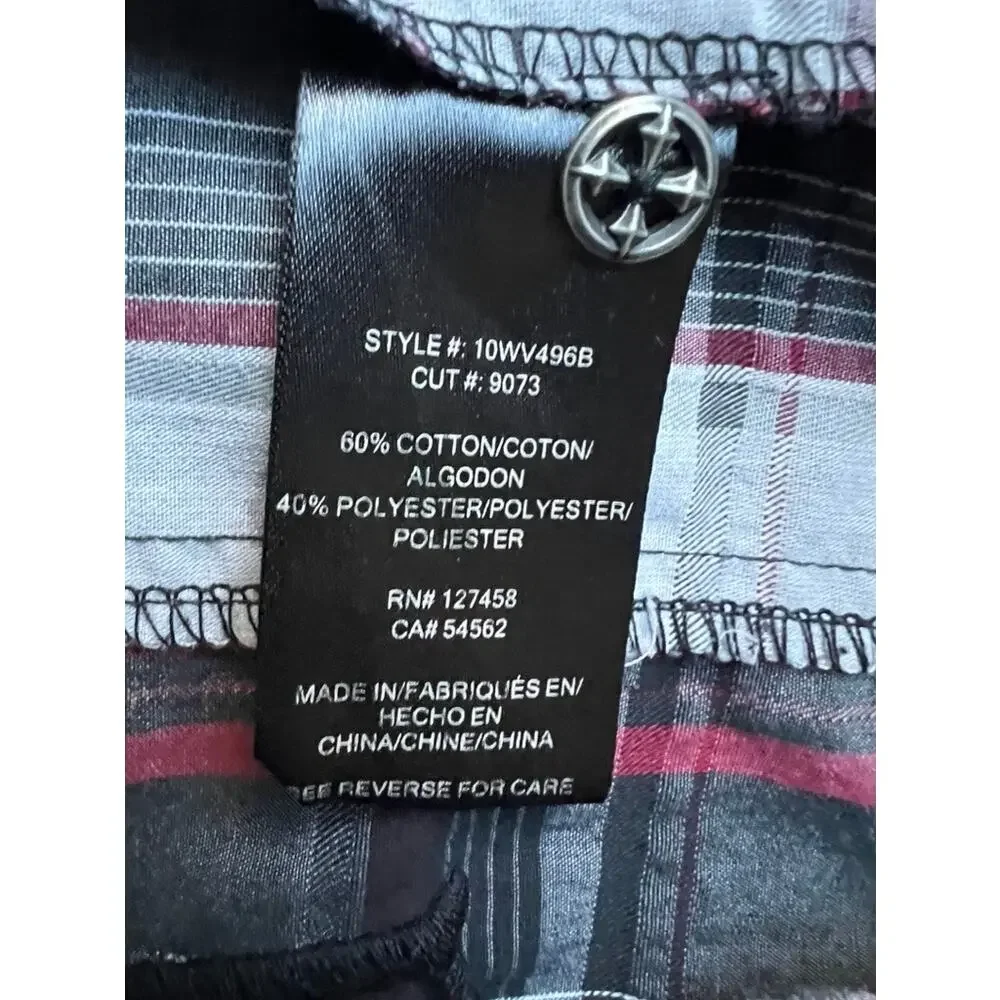 Affliction black & red plaid button down shirt size XL - Picture 6 of 6